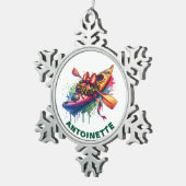 クリスマスカヤック名前をカスタムする スノーフレークピューターオーナメント (右)