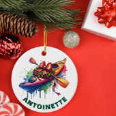 クリスマスカヤック名前をカスタムする セラミックオーナメント