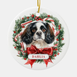 クリスマスカライヤーキングチャールズスパニエル犬オーナメント セラミックオーナメント