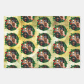 クリスマスカライヤーキングチャールズスパニエル犬クリスマス ラッピングペーパーシート (正面3)