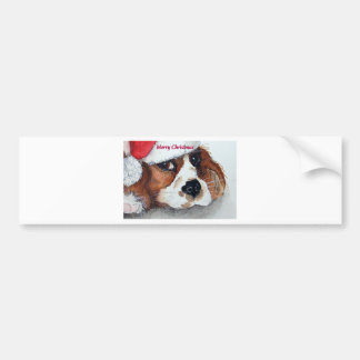クリスマスカライヤーキングチャールズスパニエル犬 バンパーステッカー