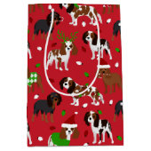 クリスマスカライヤーキングチャールズスパニエル犬 ミディアムペーパーバッグ (正面)