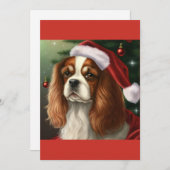 クリスマスカライヤーキングチャールズスパニエル犬Tシャツ シーズンカード (正面/裏面)