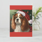 クリスマスカライヤーキングチャールズスパニエル犬Tシャツ シーズンカード (スタンド正面)