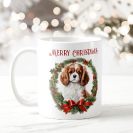 クリスマスカライヤーキングチャールズドッグ文字マグ コーヒーマグカップ