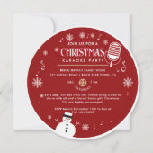 クリスマスカラオケパーティー ヴィンテージ ビニールレコード 赤 招待状 (裏面)