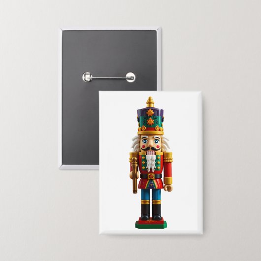 クリスマスカラフルのくるみ割り玩具 缶バッジ (正面/裏面)