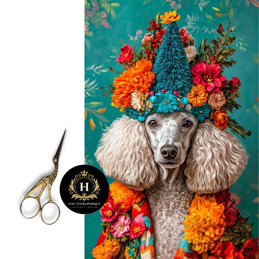 クリスマスカラフルのフランスのプードルデコペ 薄葉紙