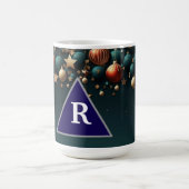 クリスマスカラフルのボールと星 コーヒーマグカップ (中央)