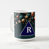 クリスマスカラフルのボールと星 コーヒーマグカップ (正面左)