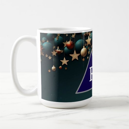 クリスマスカラフルのボールと星 コーヒーマグカップ (左)