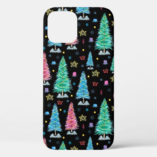 クリスマスカラフルの夜のイヤレストのクリスマスツリー Case-Mate iPhoneケース (裏面)