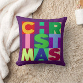 クリスマスカラフルの文字広場 クッション (ブランケット)