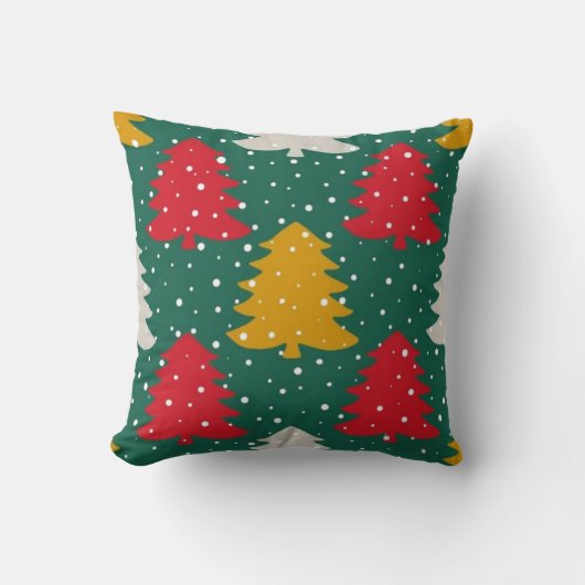 クリスマスカラフルの木の継ぎ目のないパターン クッション (正面)