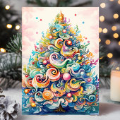 クリスマスカラフルの木を渦巻く シーズンカード
