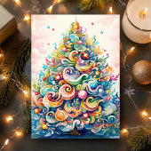 クリスマスカラフルの木を渦巻く シーズンカード