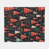 クリスマスカラフルの木 フリースブランケット (正面(横))