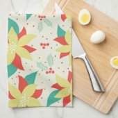 クリスマスカラフルの花 キッチンタオル (四つ折り)