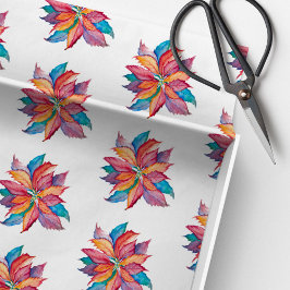 クリスマスカラフルウォーターカラーポインセチア 薄葉紙