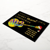 クリスマスカラフルギターパーソナライズされた金ゴールド 箔シーズンカード (回転した状態)