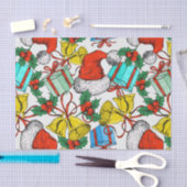 クリスマスカラフルギフトイエロークリスマスベルホリデー 薄葉紙 (クラフト)