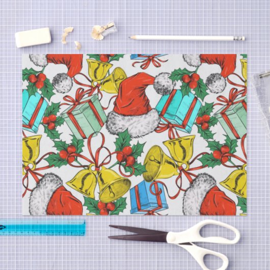 クリスマスカラフルギフトイエロークリスマスベルホリデー 薄葉紙 (クラフト)