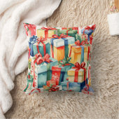 クリスマスカラフルギフトパターン クッション (ブランケット)
