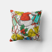 クリスマスカラフルギフト赤サンタ帽子の休日 クッション (裏面)