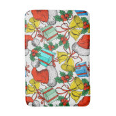 クリスマスカラフルギフト赤サンタ帽子の休日 バスマット (正面縦)