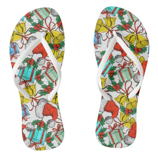 クリスマスカラフルギフト赤サンタ帽子の休日 ビーチサンダル (ソール)