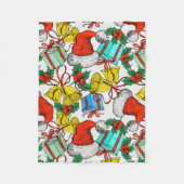 クリスマスカラフルギフト赤サンタ帽子の休日 フリースブランケット (正面)