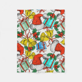 クリスマスカラフルギフト赤サンタ帽子の休日 フリースブランケット