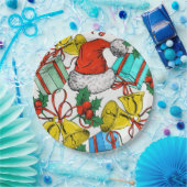 クリスマスカラフルギフト赤サンタ帽子の休日 ペーパープレート (パーティー)