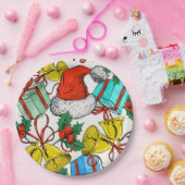 クリスマスカラフルギフト赤サンタ帽子の休日 ペーパープレート (パーティー)