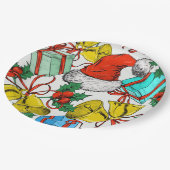 クリスマスカラフルギフト赤サンタ帽子の休日 ペーパープレート (アングル)