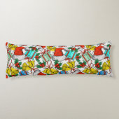 クリスマスカラフルギフト赤サンタ帽子の休日 ボディピロー (裏面)