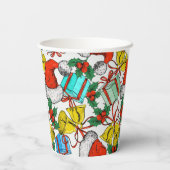 クリスマスカラフルギフト赤サンタ帽子の休日 紙コップ (裏面)