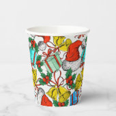 クリスマスカラフルギフト赤サンタ帽子の休日 紙コップ (左)