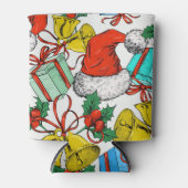 クリスマスカラフルギフト赤サンタ帽子の休日 缶クーラー (正面)