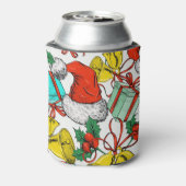 クリスマスカラフルギフト赤サンタ帽子の休日 缶クーラー (缶裏面)