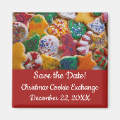 クリスマスカラフルクッキーの休日の保存日付 マグネット (正面)