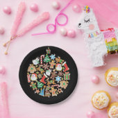 クリスマスカラフルクッキーオーナメント ペーパープレート (パーティー)