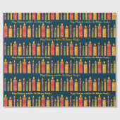 クリスマスカラフルコラージュのキャンドルパターカスタムン ラッピングペーパー (フラット)