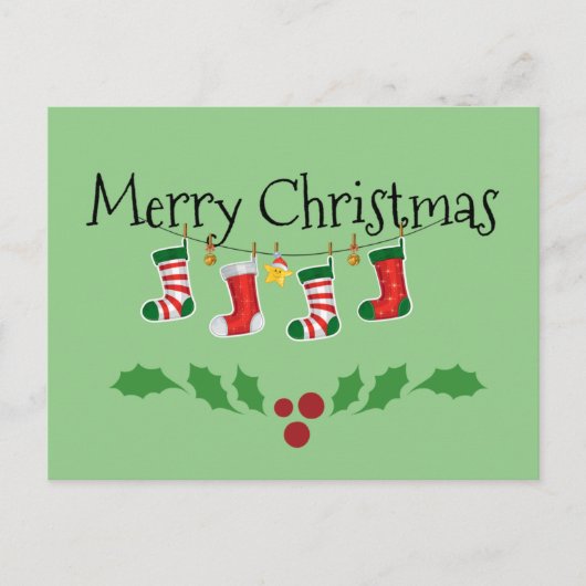 クリスマスカラフルストッキング- – メリークリスマス ポストカード (正面)
