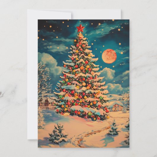 クリスマスカラフルツリーのクリスマスカード シーズンカード (正面)