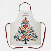 クリスマスカラフルツリースカンジナビアフォークアート エプロン (正面)