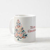 クリスマスカラフルツリースカンジナビアフォークアート コーヒーマグカップ (正面左)