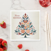 クリスマスカラフルツリースカンジナビアフォークアート スタンダードランチョンナプキン (インサイチュ)