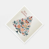 クリスマスカラフルツリースカンジナビアフォークアート スタンダードランチョンナプキン (角)