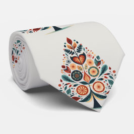 クリスマスカラフルツリースカンジナビアフォークアート ネクタイ